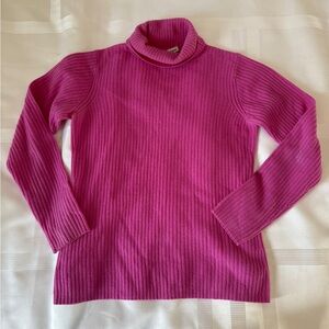 Excellent Condition, Birch Hill Fuchsia Ribbed Turtleneck Sweater 100% Cashmere